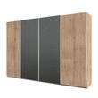 Rauch Syncrono 316cm 4 Door Sliding Wardrobe - Sonoma Oak and Metallic Dark Grey