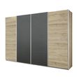 Rauch Syncrono 316cm 4 Door Sliding Wardrobe - Sanremo Oak Light and Metallic Dark Grey