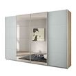 Rauch Syncrono 316cm 4 Door Sliding Wardrobe with Mirror - Sanremo Oak Light and Silk Grey