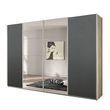 Rauch Syncrono 316cm 4 Door Sliding Wardrobe with Mirror - Sanremo Oak Light and Metallic Dark Grey