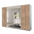 Rauch Syncrono 316cm 4 Door Sliding Wardrobe with Mirror - Silk Grey and Sonoma Oak