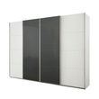 Rauch Syncrono 316cm 4 Door Sliding Wardrobe - Alpine White and Basalt Glass