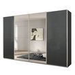 Rauch Syncrono 316cm 4 Door Sliding Wardrobe with Mirror - Metallic Dark Grey and Basalt Glass
