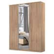 Rauch Texas 136cm 3 Door Wardrobe with Mirror - Sonoma Oak