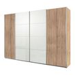 Rauch Syncrono 316cm 4 Door Sliding Wardrobe - Sonoma Oak and White High Gloss