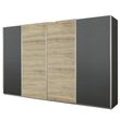 Rauch Syncrono 361cm 4 Door Sliding Wardrobe - Metallic Dark Grey and Sanremo Oak Light