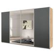Rauch Syncrono 361cm 4 Door Sliding Wardrobe with Mirror - Sonoma Oak and Metallic Dark Grey