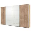 Rauch Syncrono 361cm 4 Door Sliding Wardrobe - Sonoma Oak and White Glass