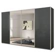 Rauch Syncrono 361cm 4 Door Sliding Wardrobe with Mirror - Metallic Dark Grey and Basalt Glass