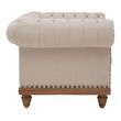 Cabra Cream Fabric and Mahogany Wood Chesterfield Armchair
