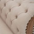 Cabra Cream Fabric and Mahogany Wood Chesterfield Armchair