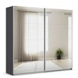 Rauch Quadra 226cm 2 Door Sliding Mirrored Wardrobe with Extras - Metallic Dark Grey
