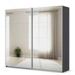 Rauch Quadra 226cm 2 Door Sliding Mirrored Wardrobe with Extras - Metallic Dark Grey