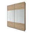 Rauch Quadra 136cm 2 Door Sliding Wardrobe - Sonoma Oak and White Glass