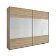 Rauch Quadra 226cm 2 Door Sliding Wardrobe with Extras - Sonoma Oak and White Glass