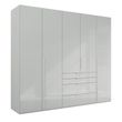 Rauch Purisma 251cm 5 Door Wardrobe with Drawer - Silk Grey Glass