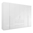 Rauch Purisma 301cm 6 Door Wardrobe with Drawer - Alpine White and Crystal White Glass