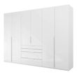 Rauch Purisma 301cm 6 Door Wardrobe with Drawer - Alpine White and Crystal White Glass