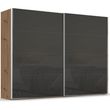 Rauch Beluga Extra 271cm 2 Door Sliding Wardrobe - Artisan Oak and Basalt Glass