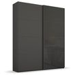 Rauch Beluga Extra 137cm 2 Door Sliding Wardrobe - Graphite and Basalt Glass Front