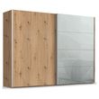 Rauch Beluga Extra 271cm 2 Door Sliding Wardrobe - Artisan Oak and Silk Grey Glass Front