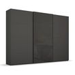 Rauch Beluga Extra 316cm 3 Door Sliding Wardrobe - Graphite and Basalt Glass Front