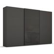 Rauch Beluga Extra 361cm 3 Door Sliding Wardrobe - Graphite and Basalt Glass Front