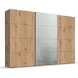 Rauch Beluga Extra 361cm 3 Door Sliding Wardrobe - Artisan Oak and Silk Grey Glass Front