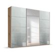 Rauch Beluga Extra 271cm 3 Door Sliding Wardrobe with Mirror - Artisan Oak and Silk Grey Glass