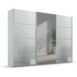 Rauch Beluga Extra 316cm 3 Door Sliding Wardrobe with Mirror - Silk Grey and Silk Grey Glass
