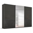 Rauch Beluga Extra 361cm 3 Door Sliding Wardrobe with Mirror - Graphite and Basalt Glass