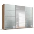 Rauch Beluga Extra 361cm 3 Door Sliding Wardrobe with Mirror - Artisan Oak and Silk Grey Glass