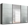 Rauch Beluga Extra 406cm 3 Door Sliding Wardrobe with Mirror - Graphite and Silk Grey Glass