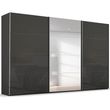 Rauch Beluga Extra 406cm 3 Door Sliding Wardrobe with Mirror - Graphite and Basalt Glass