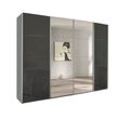 Rauch Beluga Extra 271cm 4 Door Sliding Wardrobe with Mirror - Silk Grey and Basalt Glass