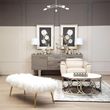 Clarence White Faux Fur Bench with Gold Legs