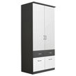 Rauch Celle Super 91cm 2 Door Wardrobe with Drawer and Extras - Metallic Dark Grey and Alpine White