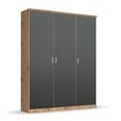 Rauch Celle Super 136cm 3 Door Wardrobe - Artisan Oak and Metallic Dark Grey