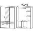 Rauch Celle Super 136cm 3 Door Combi Wardrobe - Metallic Dark Grey and Champagne