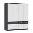 Rauch Celle Super 181cm 4 Door Wardrobe with Drawer - Metallic Dark Grey and Alpine White