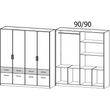 Rauch Celle Super 181cm 4 Door Wardrobe with Drawer - Metallic Dark Grey and Alpine White