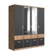 Rauch Celle Super 181cm 4 Door Combi Wardrobe - Artisan Oak and Metallic Dark Grey