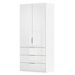 Rauch Miramar Type-5 101cm 2 Door Wardrobe with Drawer - Alpine White and Crystal White Glass