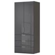 Rauch Miramar Type-5 101cm 2 Door Wardrobe with Drawer - Graphite and Basalt Glass