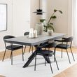 Heaven Grey Ceramic 8-10 Seater Extending Dining Table with Star Legs - 200cm-240cm