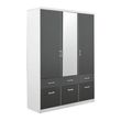 Rauch Celle Matt 136cm 3 Door Combi Wardrobe - Alpine White and Metallic Dark Grey