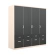Rauch Celle Matt 181cm 4 Door Wardrobe with Drawer - Champagne and Metallic Dark Grey