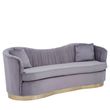 Franza Pleated Grey Velvet Fabric 3 Seater Sofa