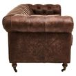 Hoxton Chesterfield Brown Leather 3 Seater Sofa