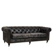 Hoxton Chesterfield  Dark Grey Leather 3 Seater Sofa